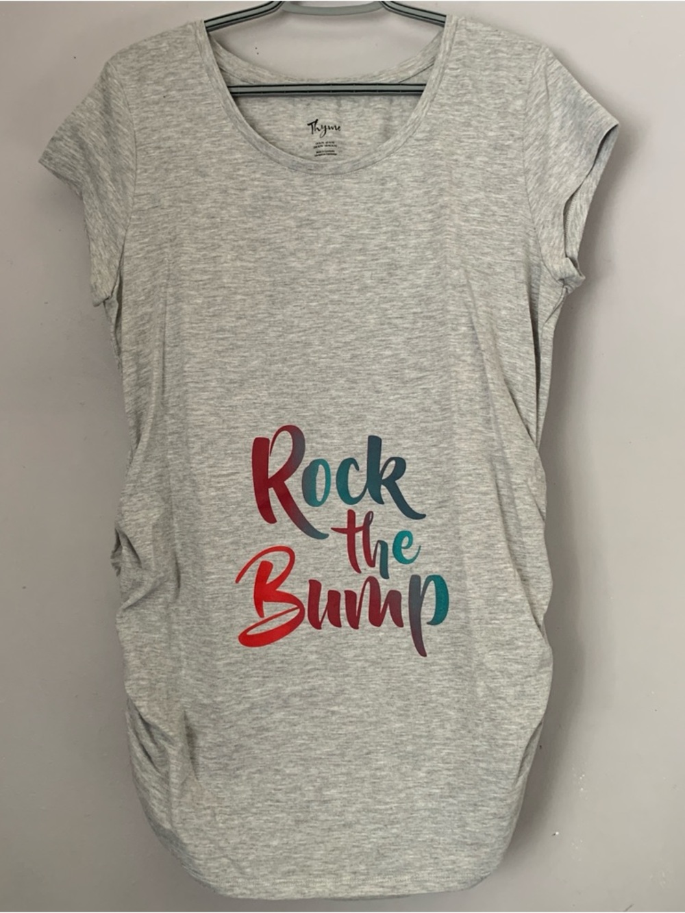 Thyme Maternity grey XL Rock the Bump Ladies Graphic T Shirt